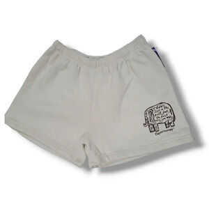Cup of Therapy women's Elephant "Past" quote elastic waistband fleece shorts xl
